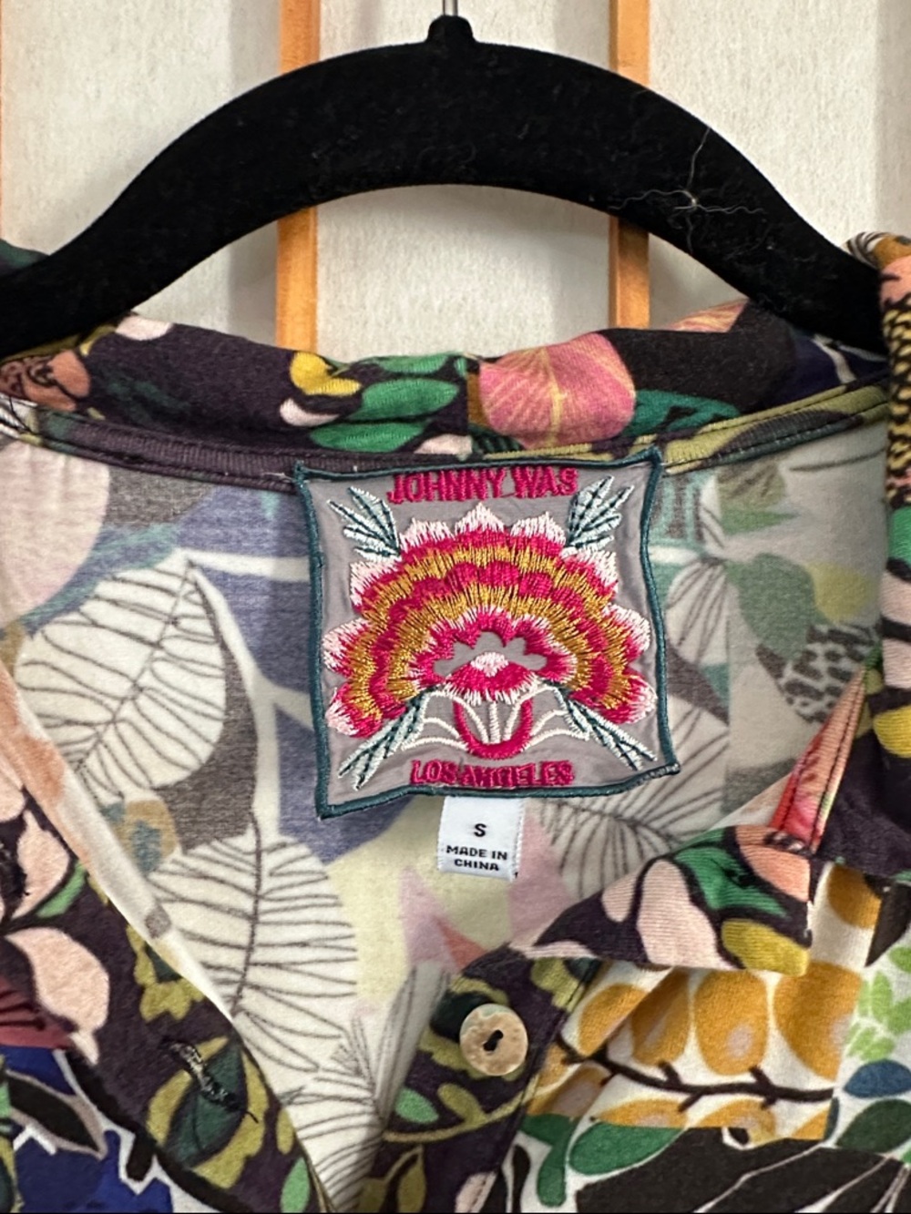 Johnny Was Multicolor Floral Patchwork Polo - Picture 3 of 6